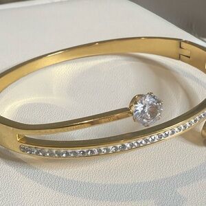 #044 Stainless Steel Gold Tone Bangles Size 6.5